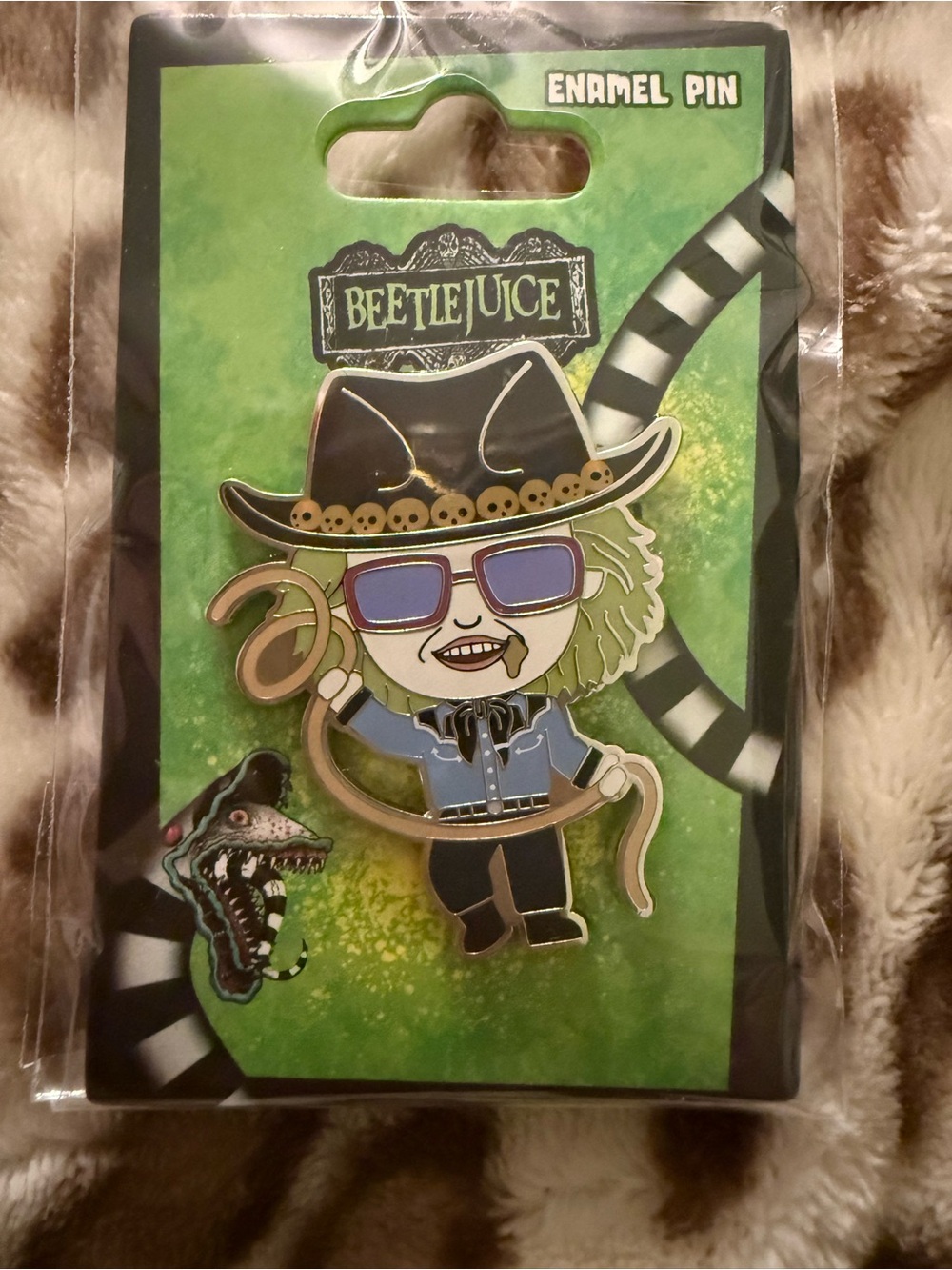Beetlejuice Enamel Pin - Licensed Collectible (Green, Black, Purple)